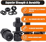 12.9 Grade M8 Screws Assortment Kit, 72pcs Socket Head Cap Screws Bolts and Nuts Washers Set, M8x16/20/25/30mm, Metric SHCS -DIN912
