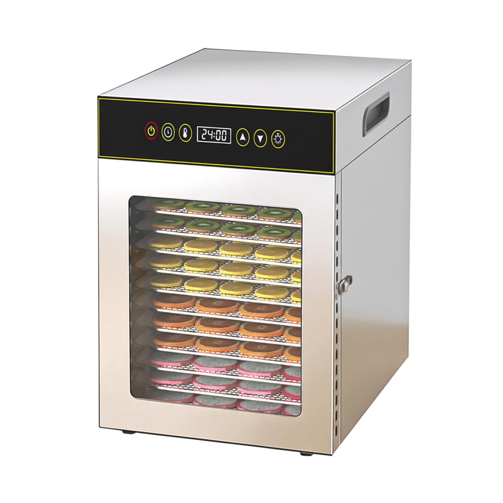 Essiccatore per Alimenti, Vassoi Impilabili in Acciaio Inox da 12/18 con Timer Digitale Regolabile E Controllo della Temperatura, Conservatore Elettrico per Frutta, Carne 800W18Trays
