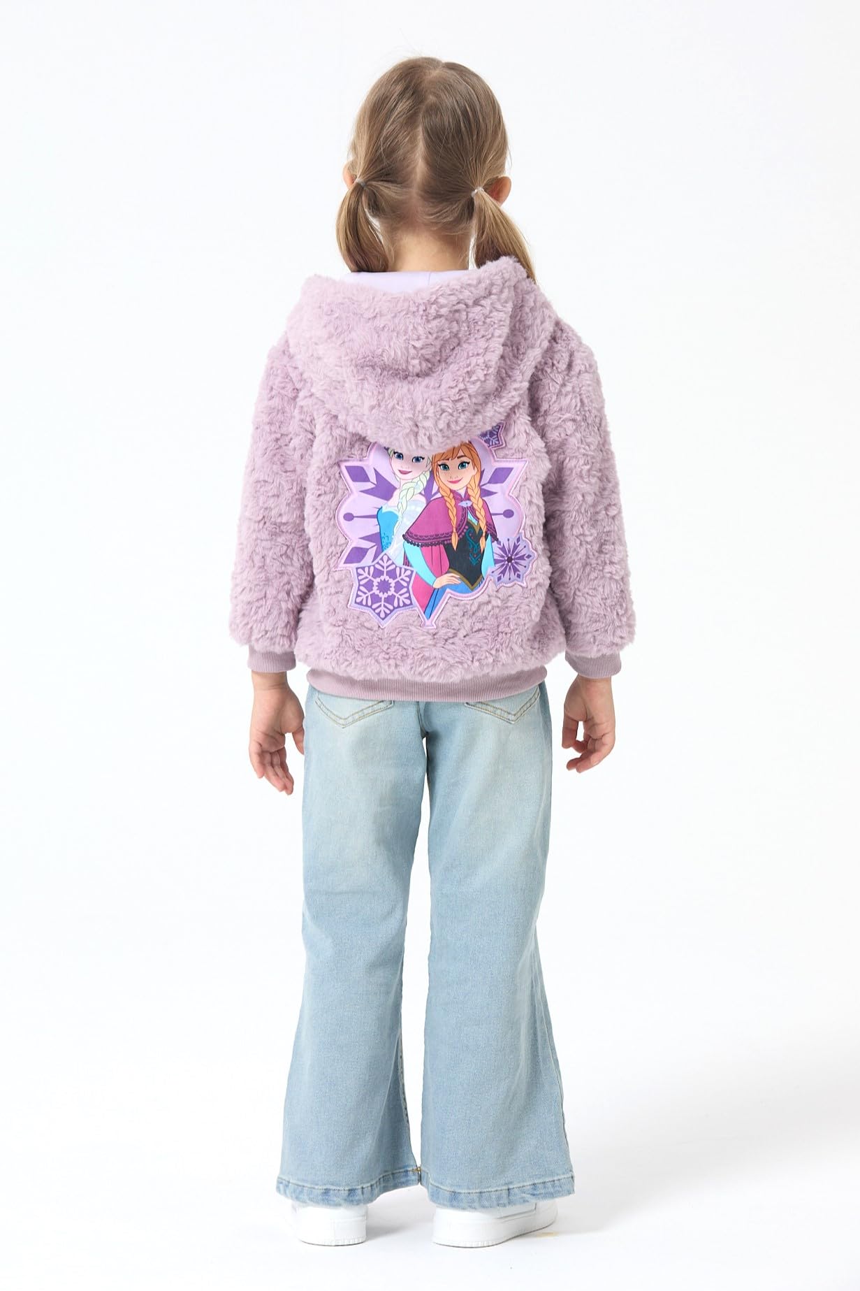Disney Stitch Minnie Frozen Princess - Chaqueta de forro polar con cremallera Sherpa con capucha cálida para invierno, para exteriores de 2 a 13 años