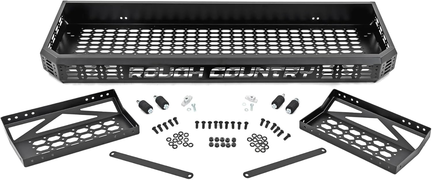 Rough Country Over Bed Cargo Rack for Polaris Ranger/Can-Am Defender (2010-2025) - Adds Elevated Storage Space, Molle Panel Sides, Easy Bolt-on Install