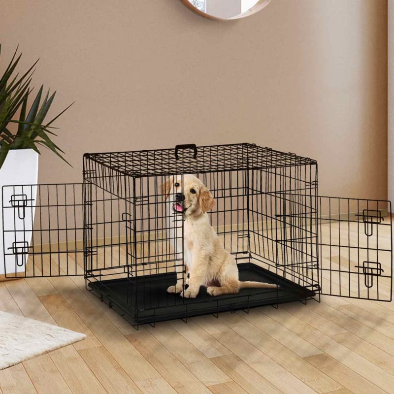 IDMarket - Cage de Transport pour Chien Taille M/L 91 x 57 x 63,5 CM Caisse Pliante avec poignée et Plateau