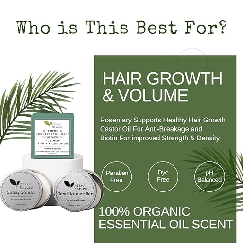 Miniatura 2 de livNature - Juego de barra de champú y acondicionador sólido con estuche de viaje, ligeramente perfumado (limón y gardenia para cabello seco),