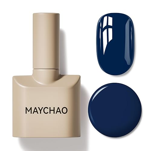 MAYCHAO Esmalte de uñas de gel azul de 0.5 onzas líquidas, 1 unidad de esmalte de gel azul marino que se absorbe con luz UV LED, arte de uñas para