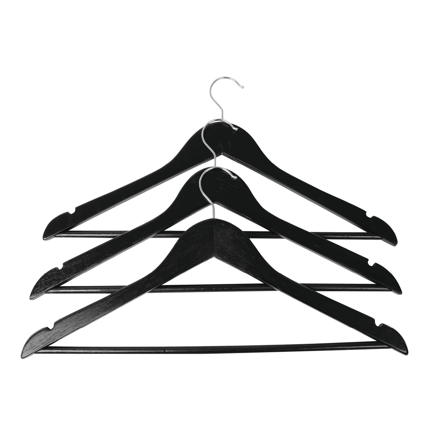 HOME It® 3 Pack 43cm Black Slotted Trouser Bar Hangers - Scandinavian Design Ideal for Shirts and Winter Jackets