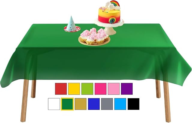 YANGTE 8 Pack Disposable Tablecloth Plastic Rectangle Table Covers 54 in x 108 in for Tables Indoor or Outdoor Parties Birthdays Weddings Picnic Christmas (Green)