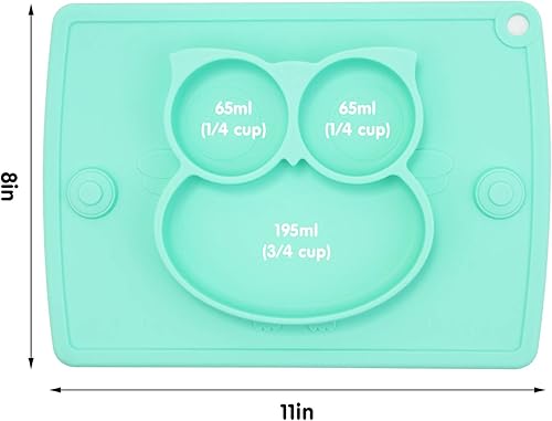 Miniatura 7 de Platos divididos de silicona para niños pequeños, platos portátiles antideslizantes con ventosas para niños, bebés y niños, sin BPA, plato de cena