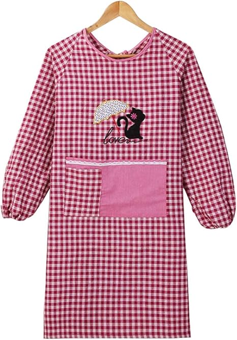 Amazon 割烹着 綿大人可愛エプロン 女性用 袖付きエプロンメンズ 長袖防水家庭用 シワになりにくい 男女兼用 ピンク エプロン オンライン通販