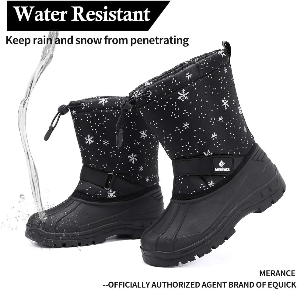 EQUICK Boys & Girls Winter Snow Boots Waterproof with Fur Lined Outdoor(Toddler/Little Kids)
