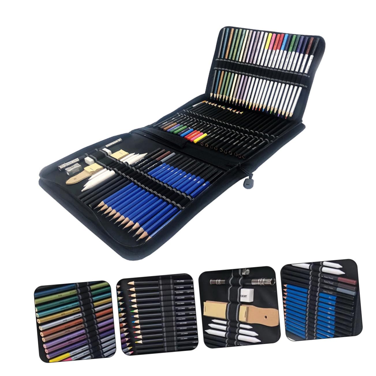 Kit de Dessin de Crayons à Dessin pour Étudiants, 72 Pièces
