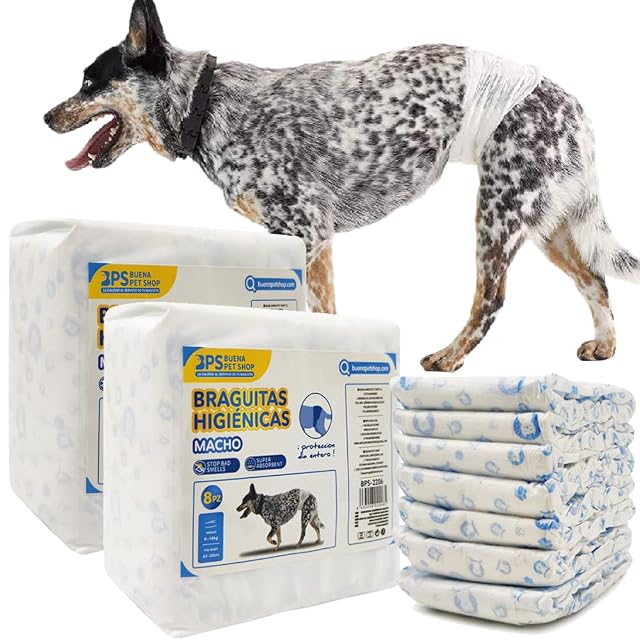 BPS 48 Pcs Pañal para Perro Sanitarios Mascotas Desechables Masculino ​Entrenamiento Súper Absorbente…