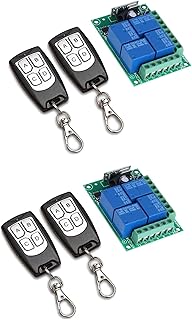 MOUNAY 2X Universal Wireless Remote Control Switch DC 12V 4CH Relay Receiver Module with 4 Channel RF Remote 433Mhz Transmitter