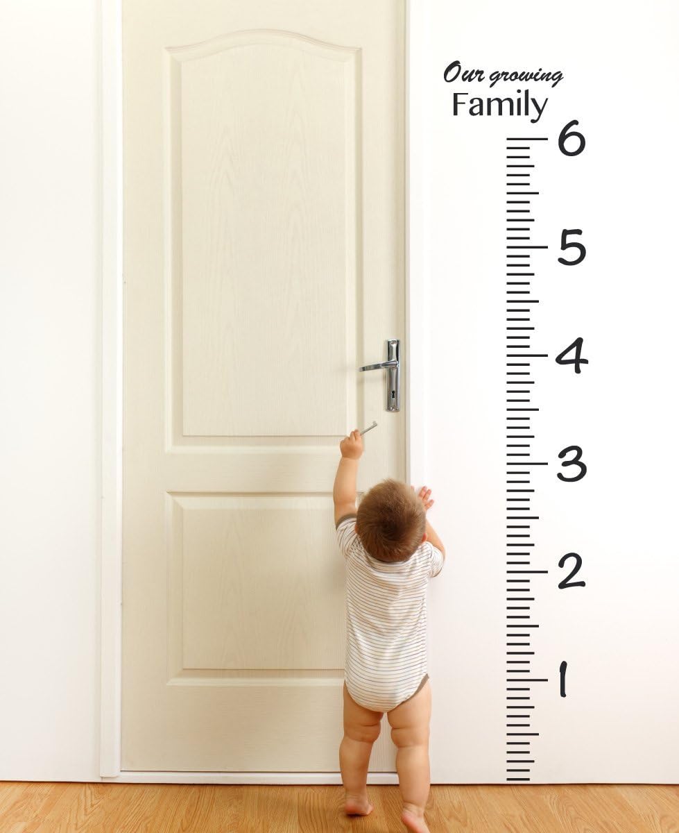 Giant Vinyl Growth Chart Kit | Kids DIY Height Wall Ruler Large Measuring Tape Sticker Number Decal Sticker (Black, 73x23 inches)