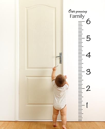 Kit de tabla de crecimiento de vinilo gigante Regla de pared de altura para niños, cinta métrica grande, calcomanía de número (negro, 73 x 23