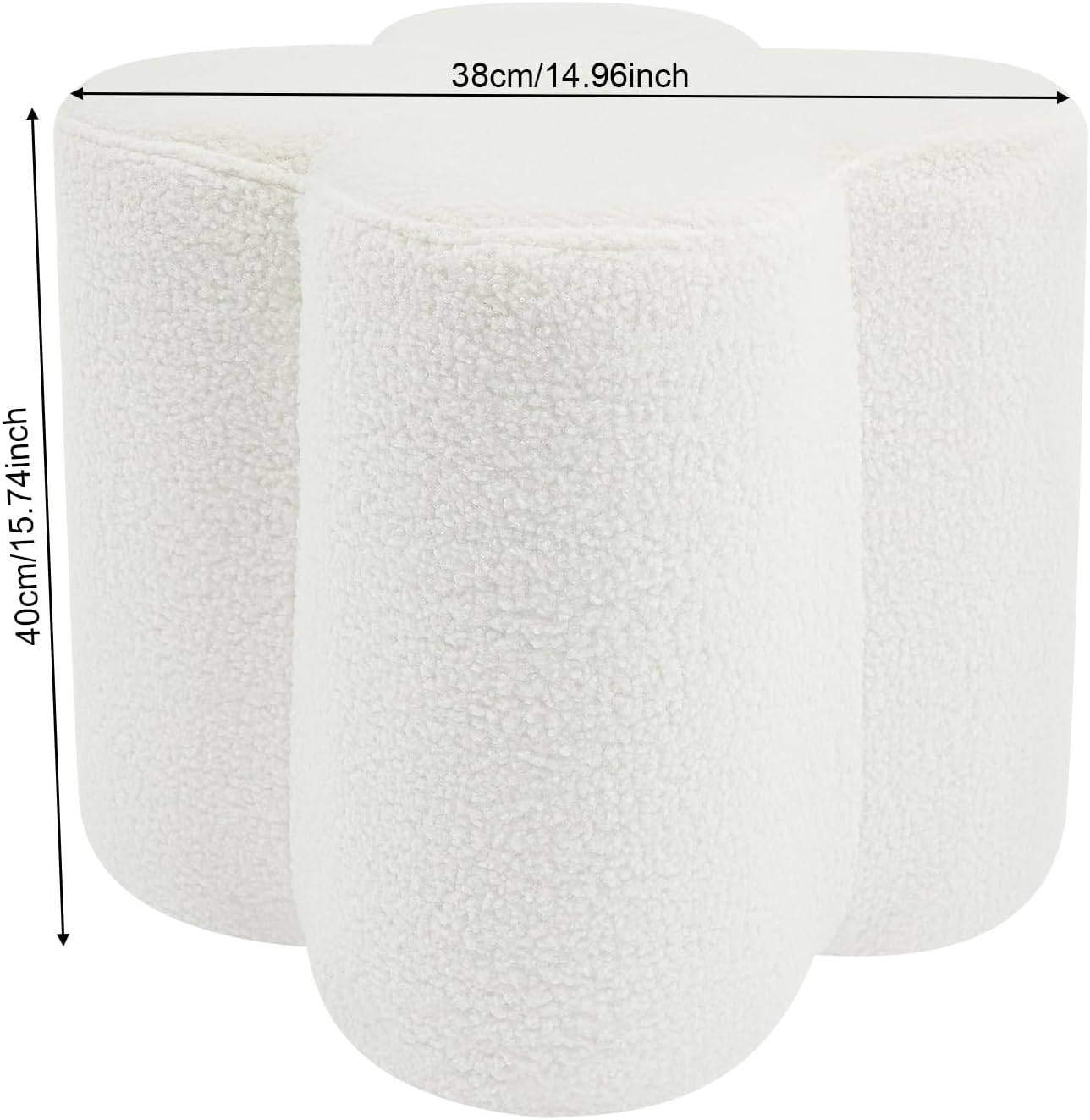 Eapmic Pouf Ottoman, Flower Footrest Vanity Stool, 14.96"x15.74" Footstool Ottomans, Decorative Floor Poufs Foot Rest for Couch Bedroom Living Room Makeup Room Entryway (White)