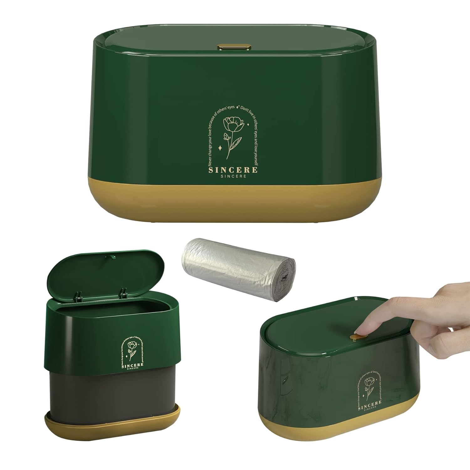 Buy Mini Trash Can with Lid, HAFUU Classy Plastic Tiny Garbage Can for