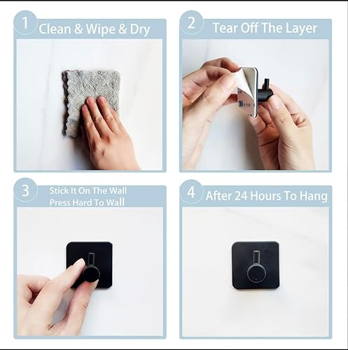 Miniatura 6 de Ganchos adhesivos para colgar, 4 unidades, ganchos para toallas para baño, ganchos adhesivos para paredes sin daños, gancho adhesivo para
