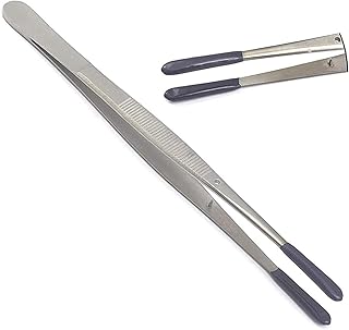 LAJA Imports Bead Pearl Holding Tweezers Rubber Tip Coated No Scratch Large Tips 6