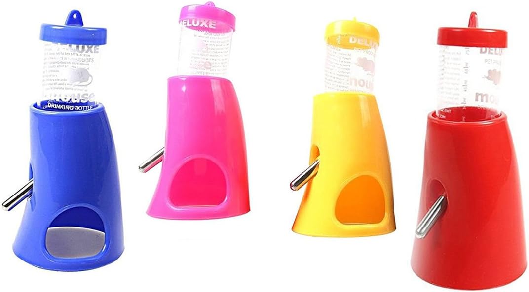 Mofawo Puppy Pet Hideout Drinking 2-in-1 Water Bottle with Base Hut for Small Hamster Mice Animals Random Color