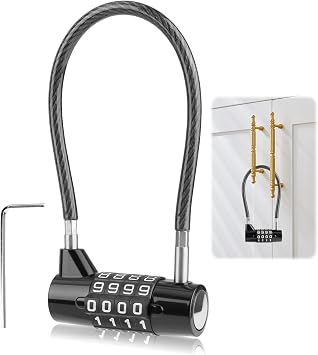 4 Digit Combination Cable Padlock with 7 inch(175 mm) Bold Steel Cable