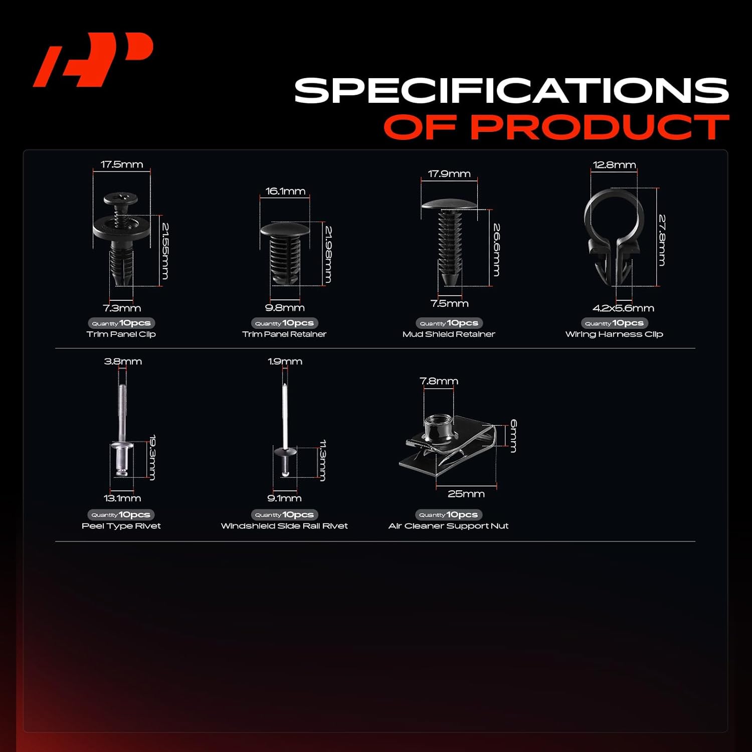 A-Premium 310PCS (51.68 oz/31 Sizes) Bumper Retainer Clips w/Removal Tool Compatible with Lincoln Mark VIII 1993-1998 Fender Fasteners Assortment Hood Wiring Harness Clips Door Trim Push Pin Rivets