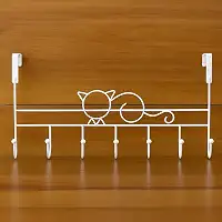 Suporte de Porta com 7 Ganchos em Ferro Preto Fosco – Cabide Organizador Multiuso para Roupas, Toalhas, Bolsas | Ideal para Quartos, Banheiros, Lavabos e Entrada da Casa (Branco)