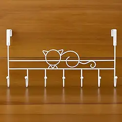 Suporte de Porta com 7 Ganchos em Ferro Preto Fosco – Cabide Organizador Multiuso para Roupas, Toalhas, Bolsas | Ideal para Quartos, Banheiros, Lavabos e Entrada da Casa (Branco)