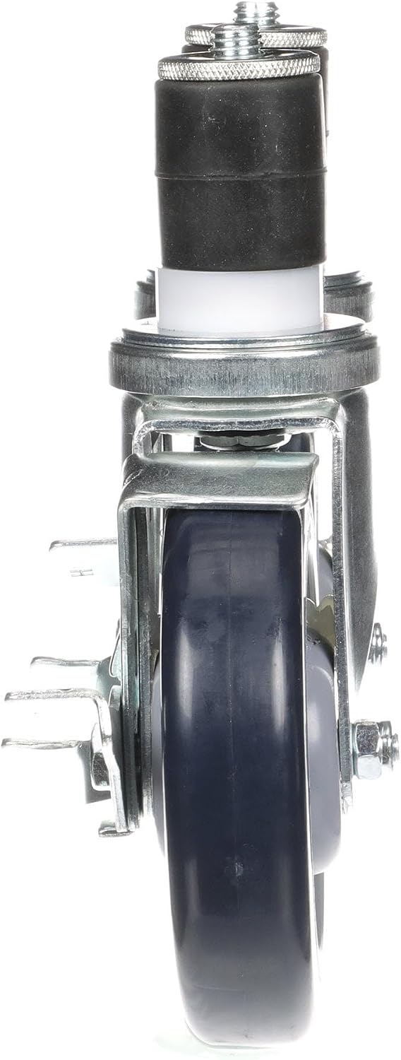 Medium Duty Expanding Stem Caster Kit - 1-5/8" Stem, 5" Blue Polyurethane Wheel, 6 Brake Casters
