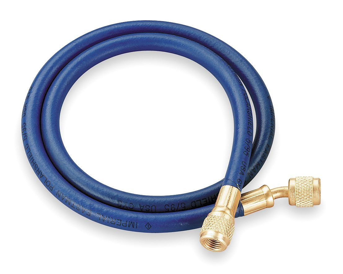 Yellow Jacket 29260 Plus II 1/4" Hose with Compact Ball Valve, 60", Blue