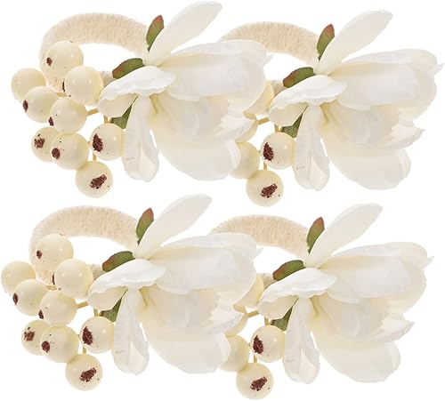 SWOOMEY 4pcs Napkin Buckle Wedding Accessories Flower Tissue Rings Wedding Decor Tabletop Decor Wedding Things Table Top Decor Napkin Rings