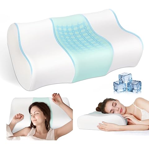 Cooling Memory Foam Pillow Cervical Neck Pillow,Ergonomic Orthopedic Contour Pillow...