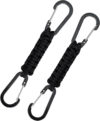 2 pieces Keychain Carabiner Clip,D Ring Lanyard Hanger Stroller Hook carabiner keychain for Water Bottle,Key,Backpacksblack