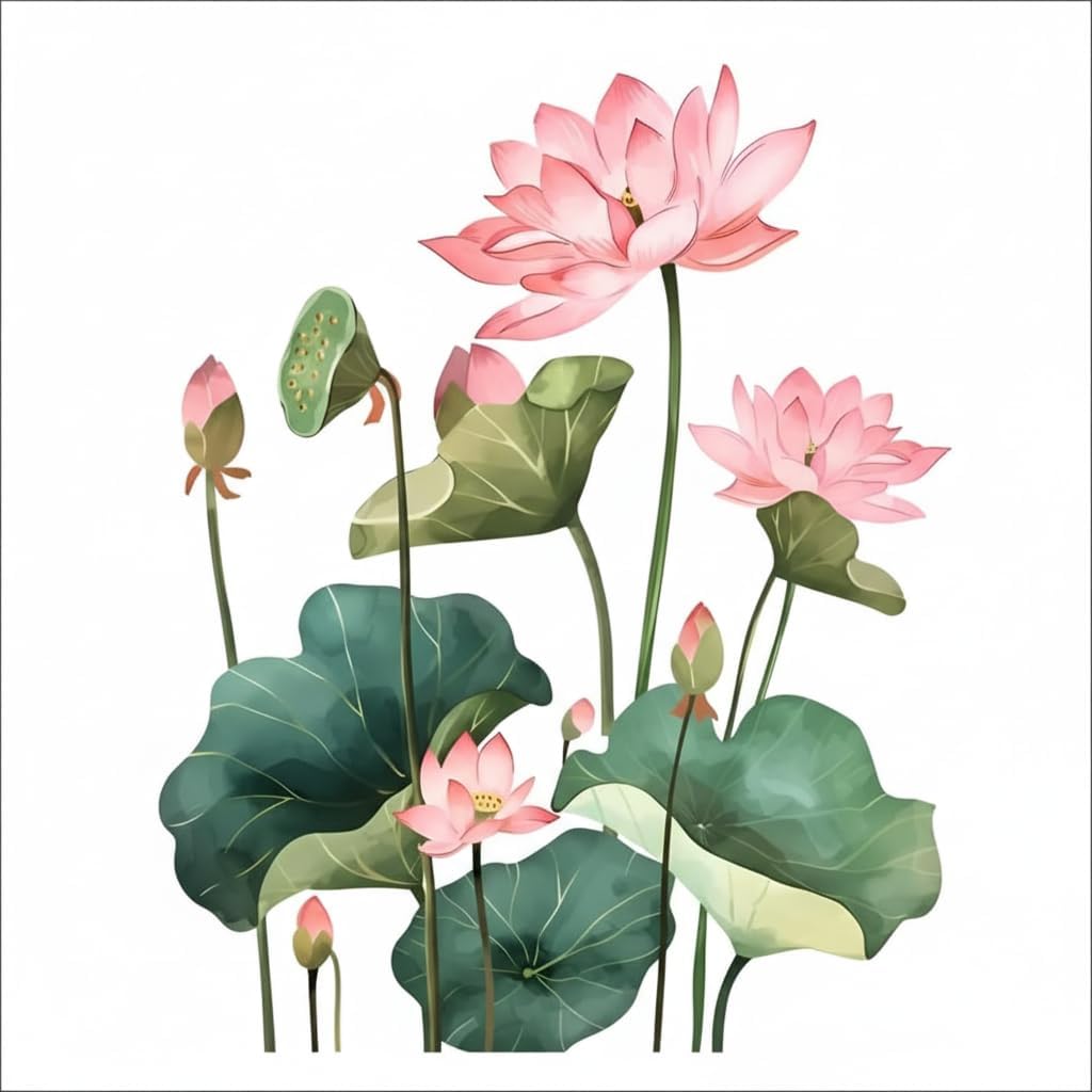 Pink Lotus Flower Vinyl Wall Sticker Removable Decal | Reusable Decal, Home Decor, Bedroom & Living Room, Meditation Room Use, Floral Design-image-0