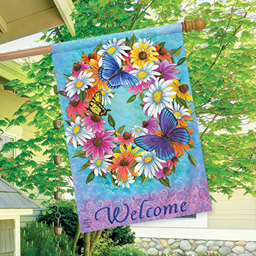 Briarwood Lane Butterfly Wreath Spring House Flag Welcome Floral 28" X 40" #TOP2