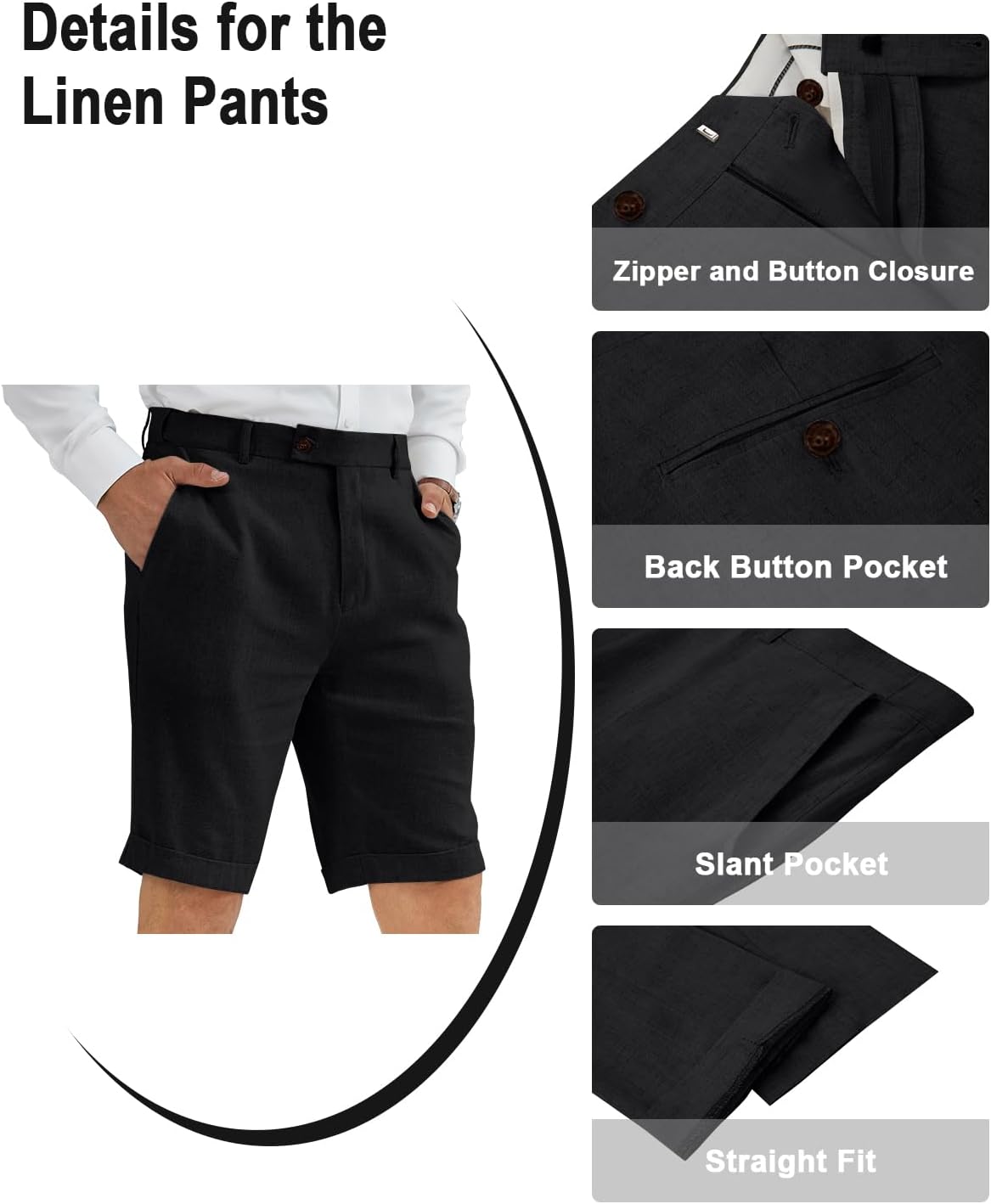 Men's Suit Linen 2 Piece Vests Short Pants Suits for Men Casual Summer Beach Groomsmen Wedding Waistcoat Set Outfit - Image 4