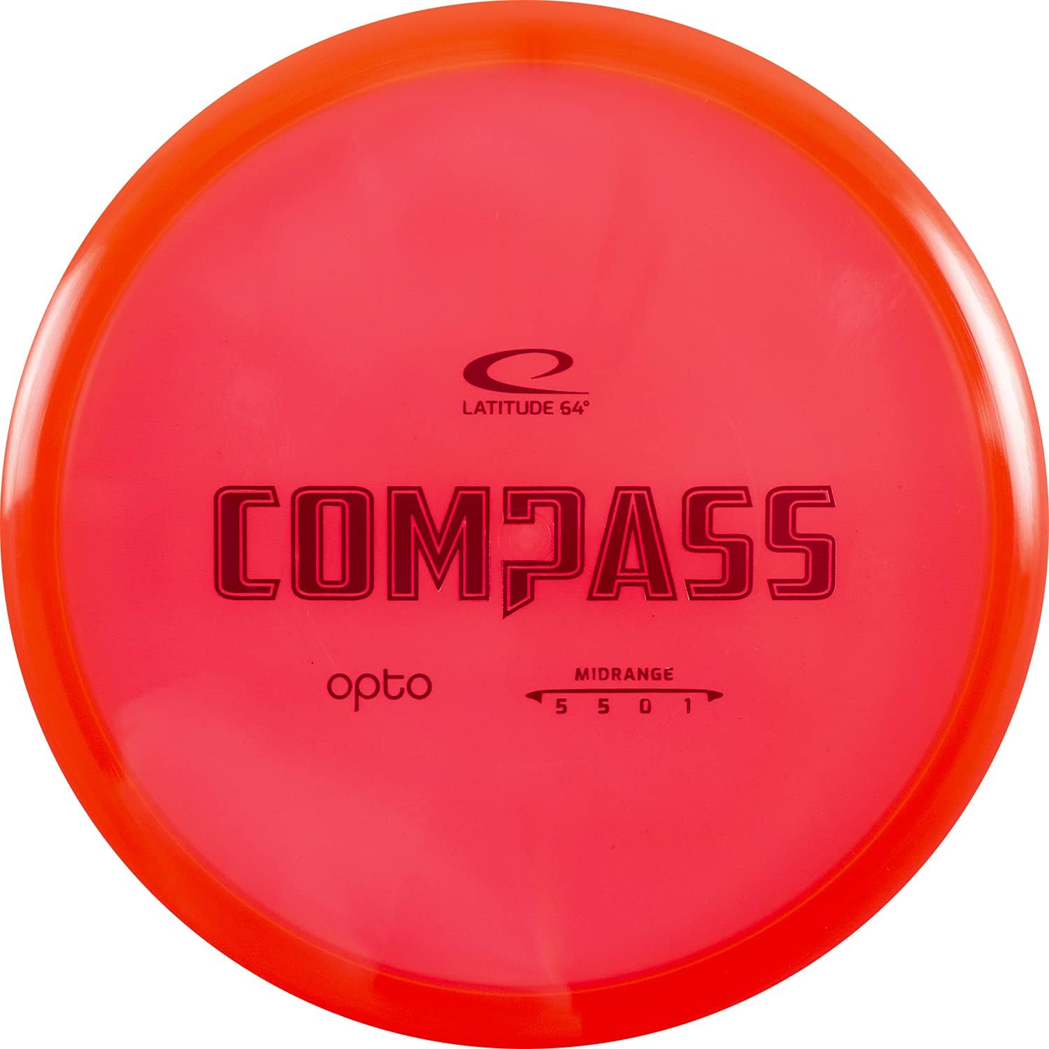 Latitude 64 Opto Compass Disc Golf Midrange Disc | Stable Frisbee Golf Midrange | 170g Plus | Straight Flying Frisbee | Stamp Colors Will Vary (Red)