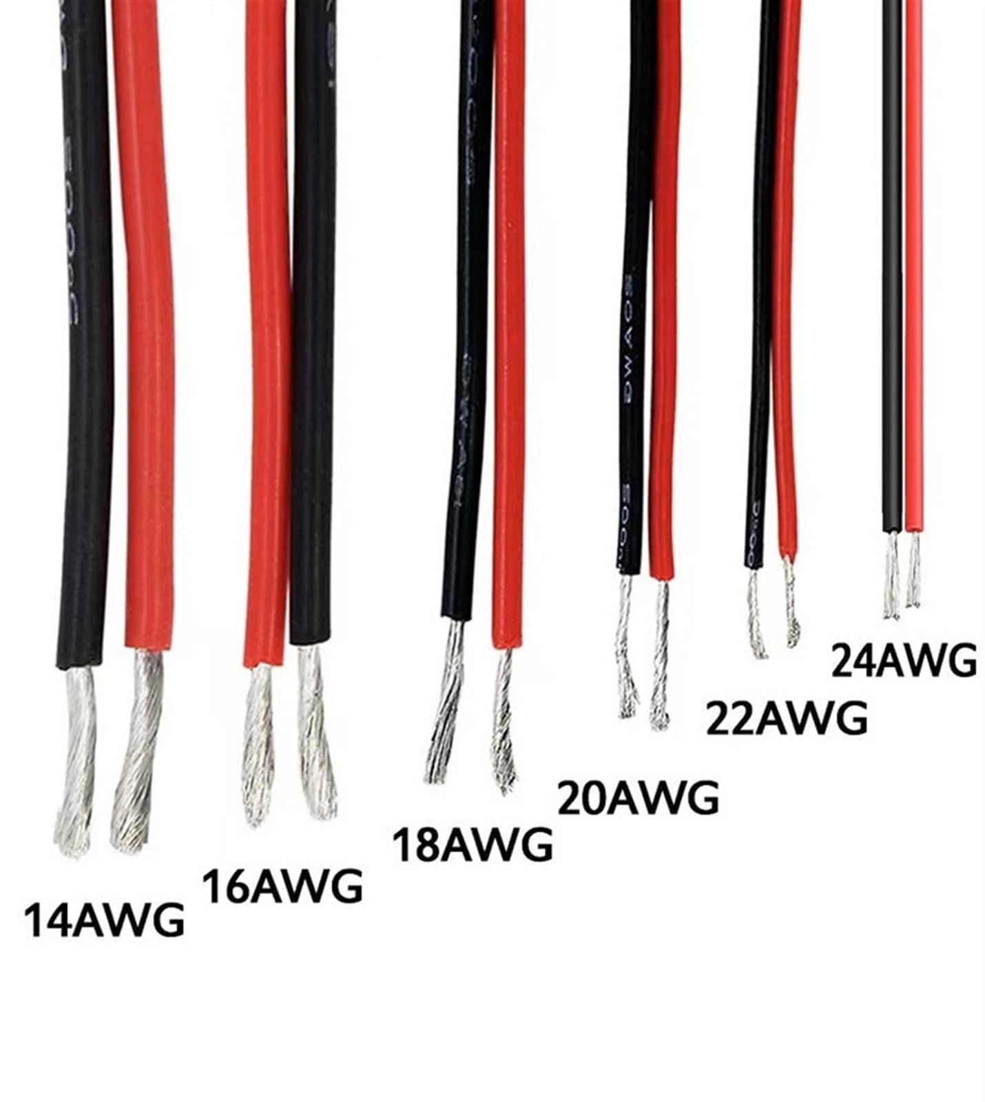 Outdoor Extension Tinned Copper Silicone Cable 14AWG 20AWG Soft and Flexible Electrical Wire High Temperature Resistance Wire Solar sheathed(Color:Black,Size:2meter 15 AWG)