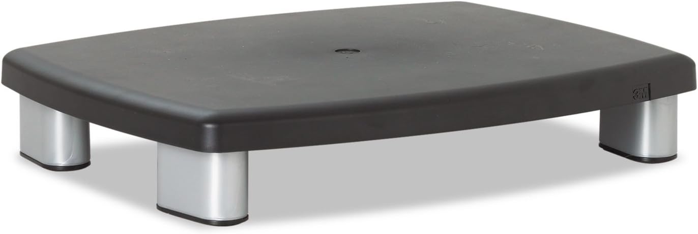 3M Adjustable Height Monitor Stand 15 x 12 x 2 5/8 to 5 7/8 Black/Silver MMMMS80B