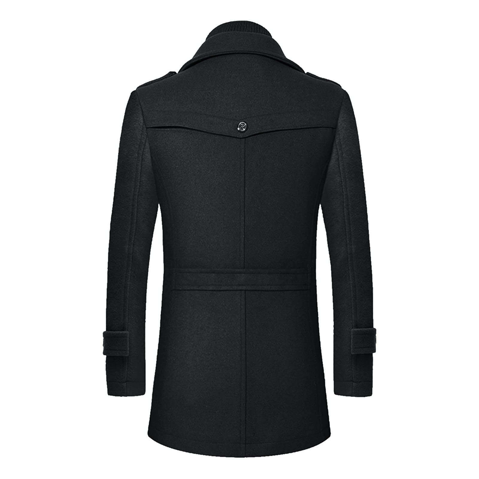 Abrigo de lana de doble cuello otoño e invierno, para hombre, de lana de media larga, de lana de manga larga, para hombre, cálido, cálido, informal, con bomberos, chaqueta cómoda
