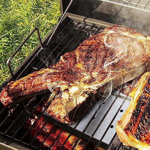 TINMIX Edelstahl-Räucherbox zum Grillen von Holzspänen mit Lebensmittelzange Perforierte Rauchkammer Grillzubehör für Holzkohlegrill/Gasgrill BBQ