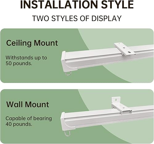Miniatura 4 de Rieles de cortina para montar en la pared en el techo, rieles resistentes para división de habitación, riel de cortina para sala de estar,