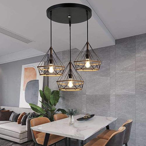 Miniatura 6 de Lámpara colgante de hierro con cuerda de cáñamo, estilo retro rústico antiguo, lámpara de techo colgante de metal E26/E27, para sala de estar,