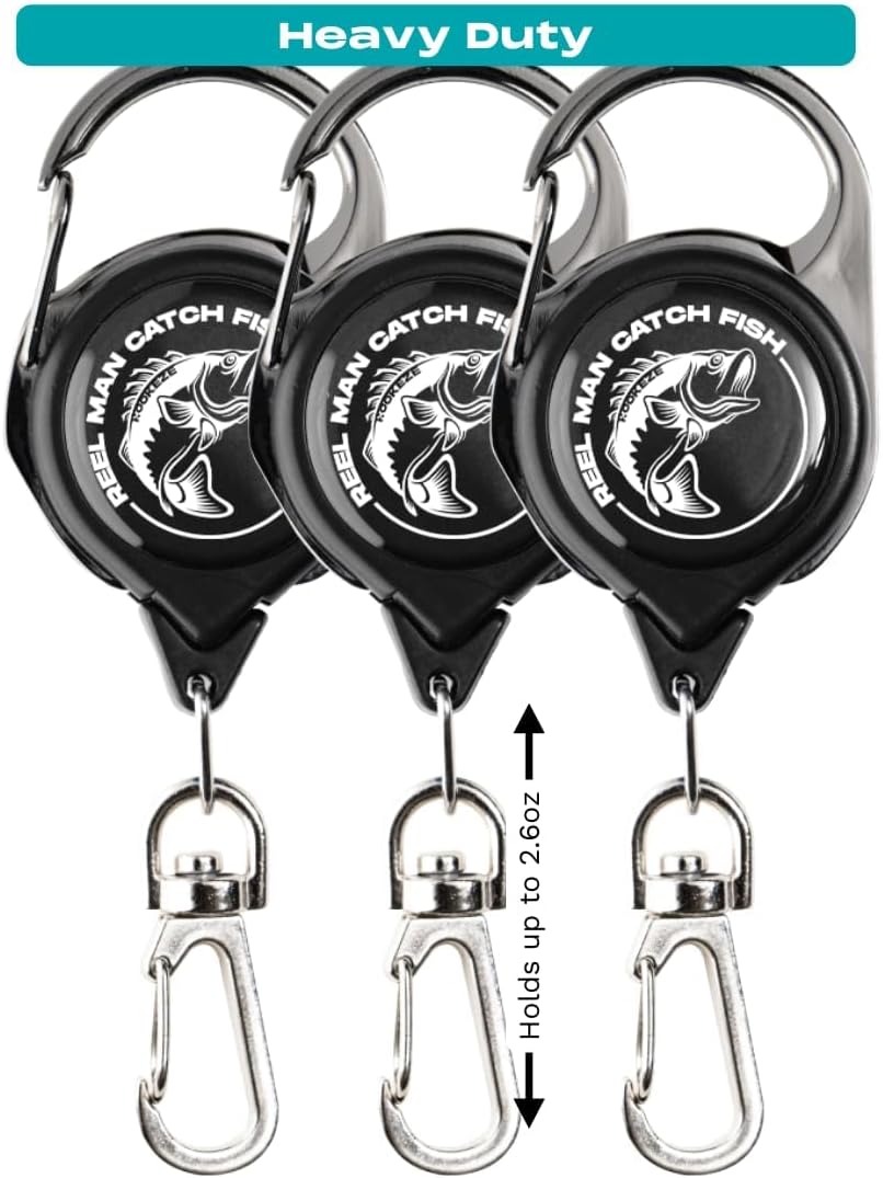 Fly Fishing Zinger Retractor for Anglers Vest, Pack of 3 - Fishing Gear and Equipment for Nippers, Forceps, Fly Float Ant, Belt Loops & Backpack