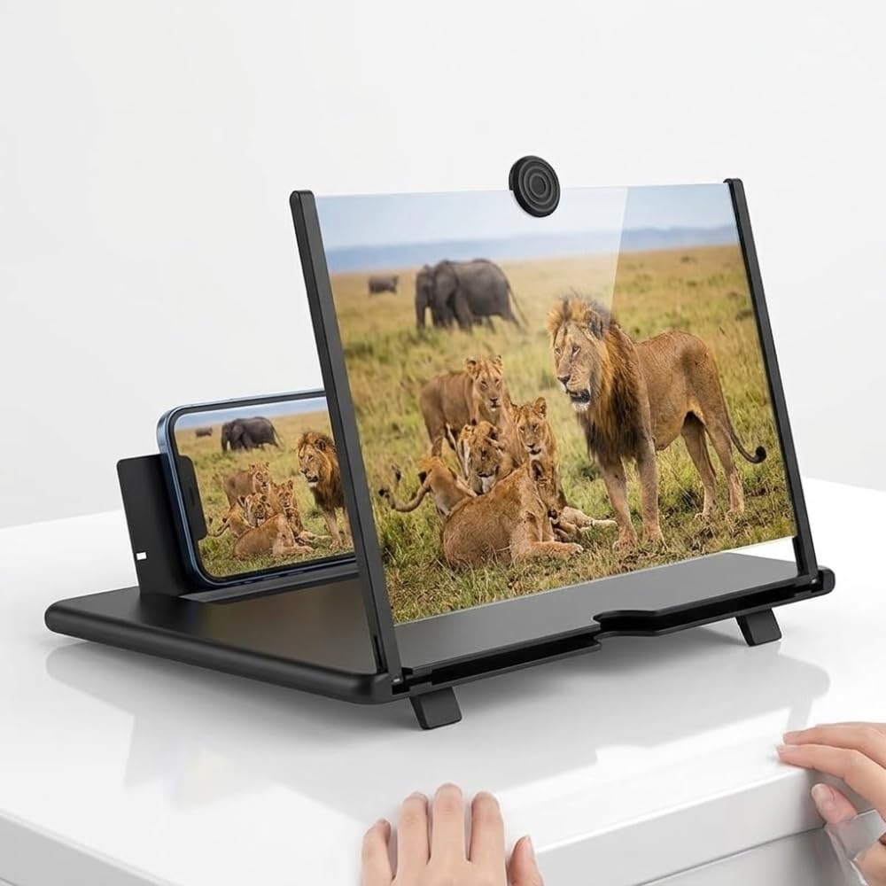 Drumstone (𝐒𝐩𝐞𝐜𝐢𝐚𝐥 𝟏𝟓 𝐘𝐞𝐚𝐫𝐬 𝐖𝐚𝐫𝐫𝐚𝐧𝐭𝐲) 12 Inch Mobile Screen Magnifier for All Smartphones | Foldable HD Video Amplifier Stand, Portable Screen Enlarger for Movies, Reading-image-42