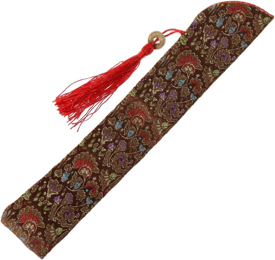 1Pcs Multicolour Folding Fan Pouch, Silk Folding Chinese Hand Fan Bag with Tassel Dustproof Holder Protector Pouch Case Cover Retro Style Purple Decorative Signs and Plaques
