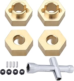 Brass 7mm Wheel Hex Hubs & Wheel Lock Nuts & Hex Sleeve Wrench for Axial SCX24 Upgrades Parts AXI90081 1/24 RC Crawler Car Truck