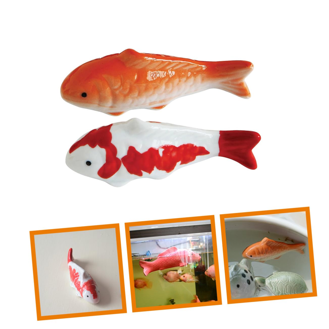 2 piezas de decoración del hogar, cerámica, decoración de peceras, decoraciones de acuario, decoración de peces de simulación, peces flotantes de acuario, peces flotantes, estatuas de peces pequeños,