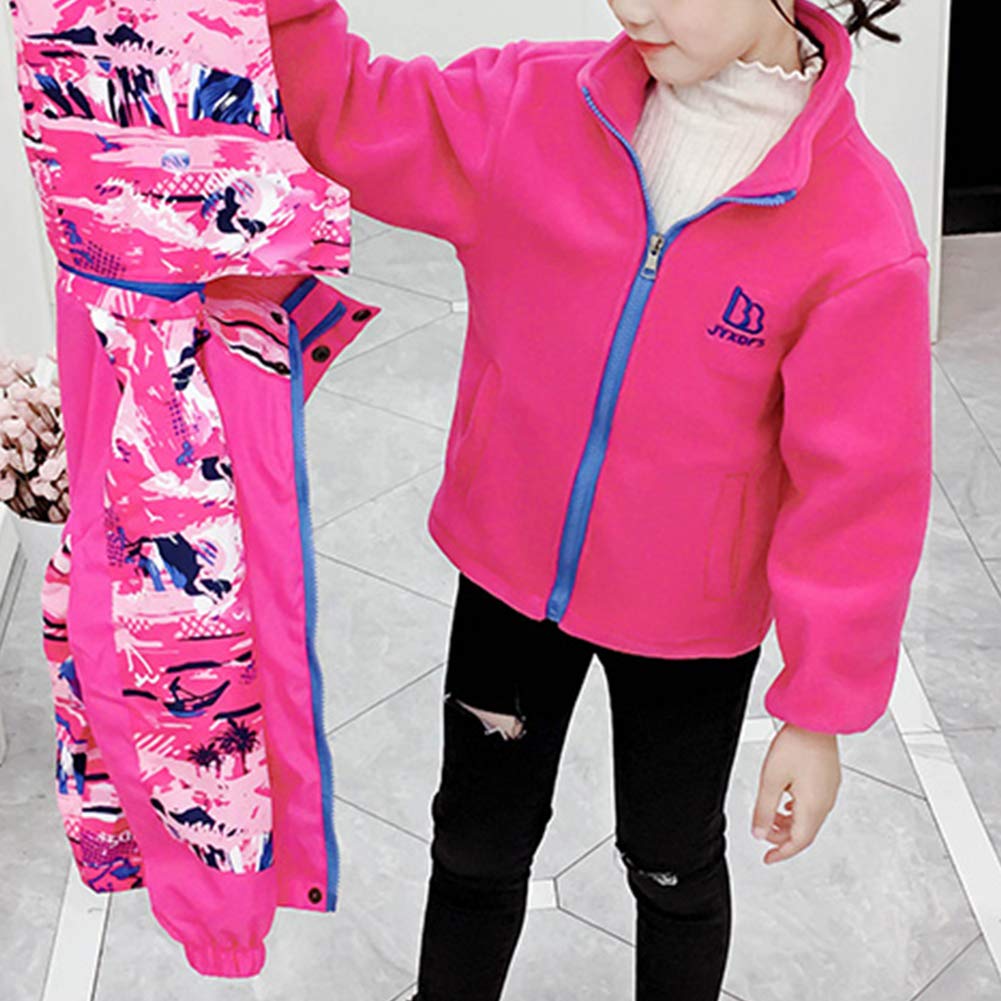 3-in-1 Kinder Mädchen Jacke Outdoorjacke Übergangsjacke Windjacke mit Innere Fleecejacke