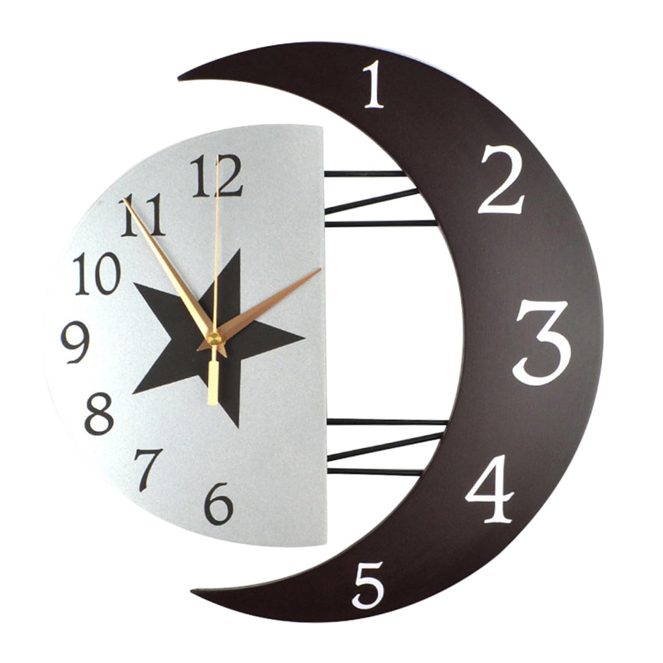 Horloge murale salon croissant noir décoratif et silencieux