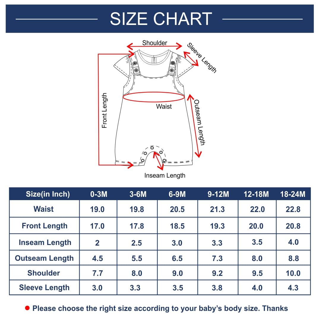 BABY GO - Mameluco de manga corta de algodón estilo Dungaree para bebés y niños | Bonito mono a rayas con botones a presión | Body de verano para recién nacido
