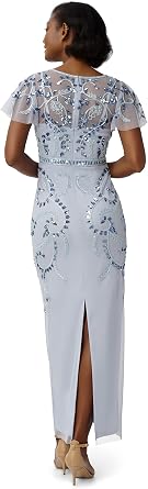 Adrianna Papell Women's Beaded Flutter Gown